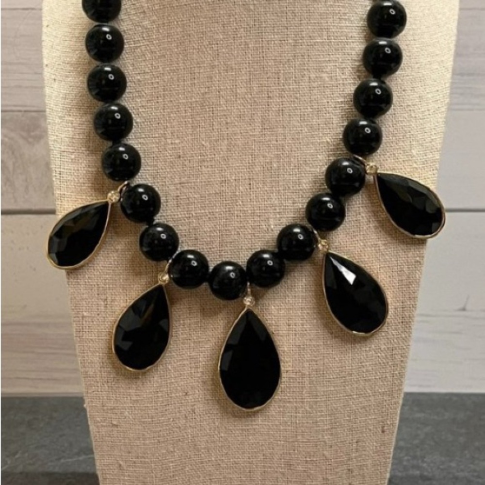 kate spade Black Necklace with Faceted Teardrops NWOT